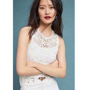 JAMES COVIELLO White Martigues Lace Shell Sleeveless Blouse size XS